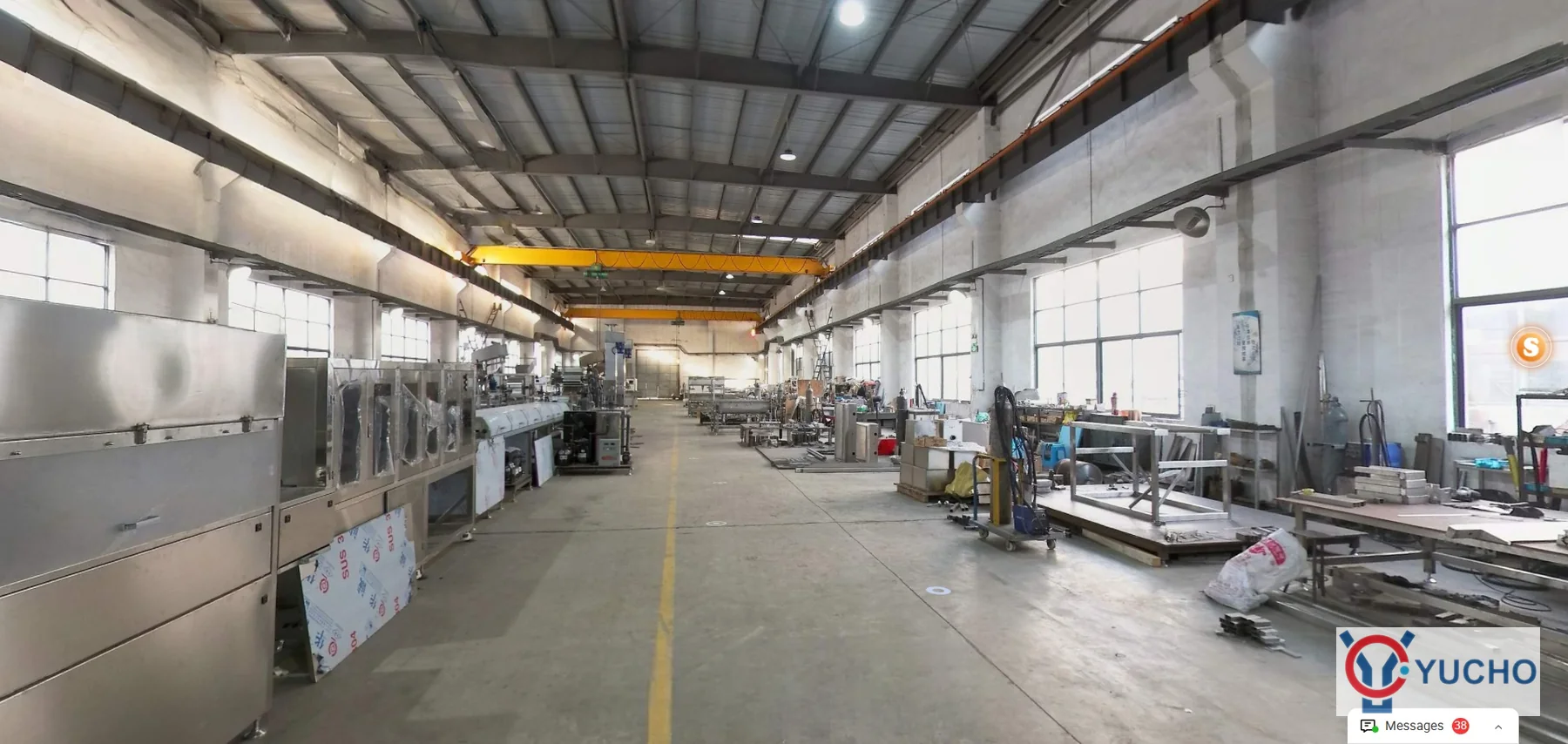 YUCHO factory floor with food machinery assembly stations